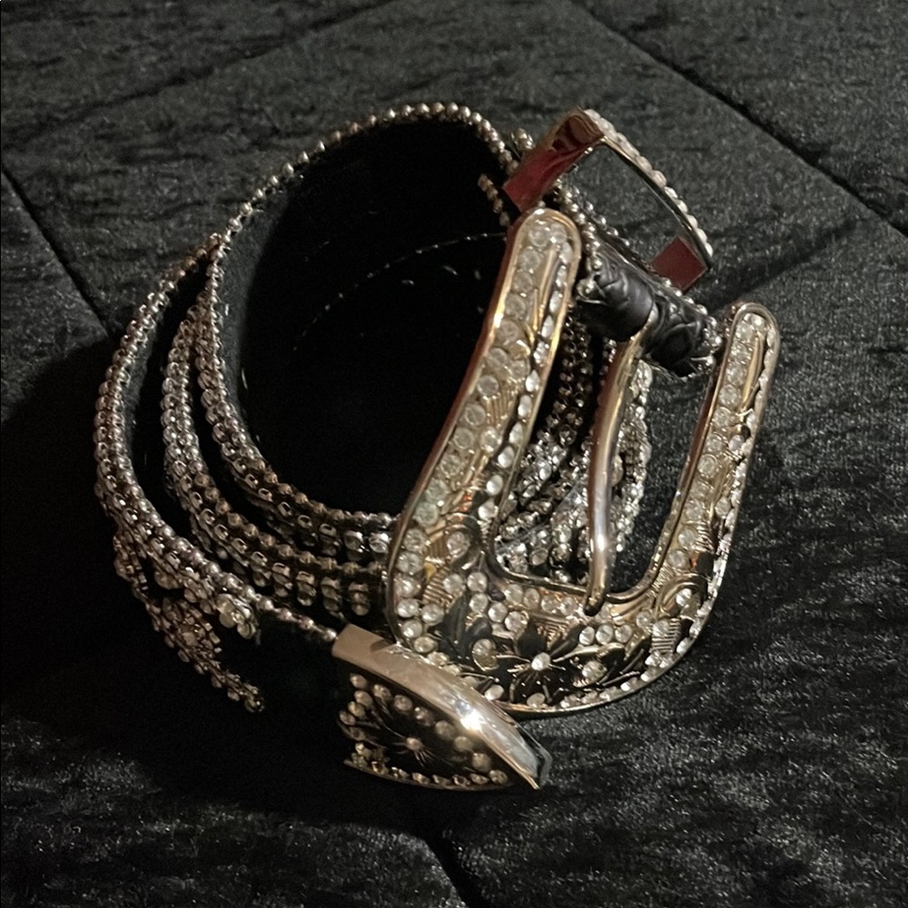 Silver and Black Embellished Belt